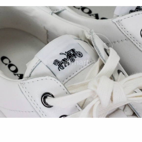 New Coach Porter Leather Fashion Sneaker Logo in Titanium White US 10 new in box - Picture 6 of 13